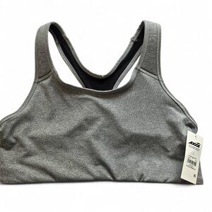 NWT Avia Womens Racerback Sports Bra Large Gray & Black Wireless Medium Support